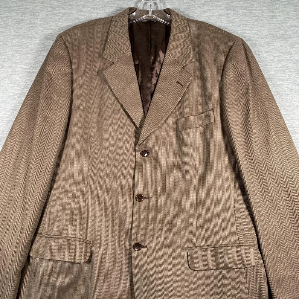 Banana‎ Republic Blazer Mens 46R Brown Herringbone Cotton Wool Sport Coat Italy
